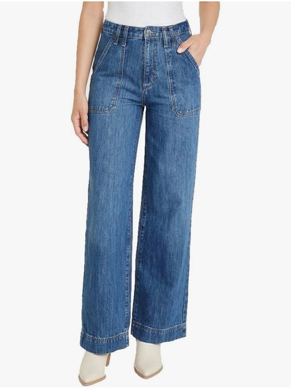 🆕 Universal Thread High-Rise Wide Leg Trouser Jeans in Medium Blue, Size 0